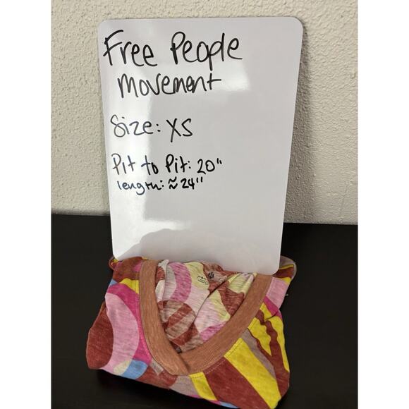 Free People Movement Keep Rolling Printed Tee Long Sleeve XS Geometric Y2K - Picture 12 of 12